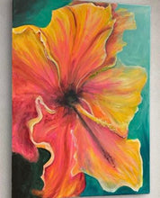 Load image into Gallery viewer, Sun March 30 11am Over Size Hibiscus Flower on a 24x30 in Acrylics