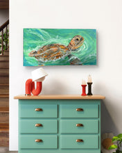 Load image into Gallery viewer, Sat June 28 11am Swimming Turtle 12x24 Acrylics