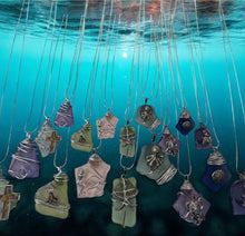 Load image into Gallery viewer, Friday Sept 5 11am Sea Glass Wire Wrap Charm Necklace Workshop
