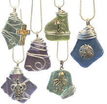 Load image into Gallery viewer, Friday Sept 5 11am Sea Glass Wire Wrap Charm Necklace Workshop