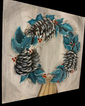 Load image into Gallery viewer, Friday December 12 11 am Holly Berry Wreath Wood Sign
