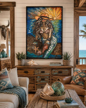 Load image into Gallery viewer, Sat October 10 11am XL 30x40 Stain Glass Cowgirl Mermaid