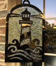 Load image into Gallery viewer, Sat No 8 11am XL 2ft LIght House Crushed Glass Resin Suncatcher