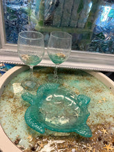 Load image into Gallery viewer, Sun April 14 11 am Resin Sea Glass Wine Glasses and Sea Turtle Bowl.
