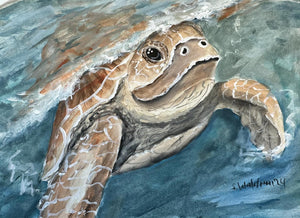 Mon April 22 11am "Reflection" Acrylic Wash Sea Turtle