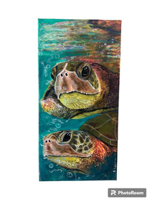 Sun May 5 11am 12x24 Sea Turtle Canvas "I got your back"