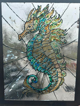 Load image into Gallery viewer, Sunday June 2 11am Stain Glass Sea Horse Charcuterie/Cutting Board
