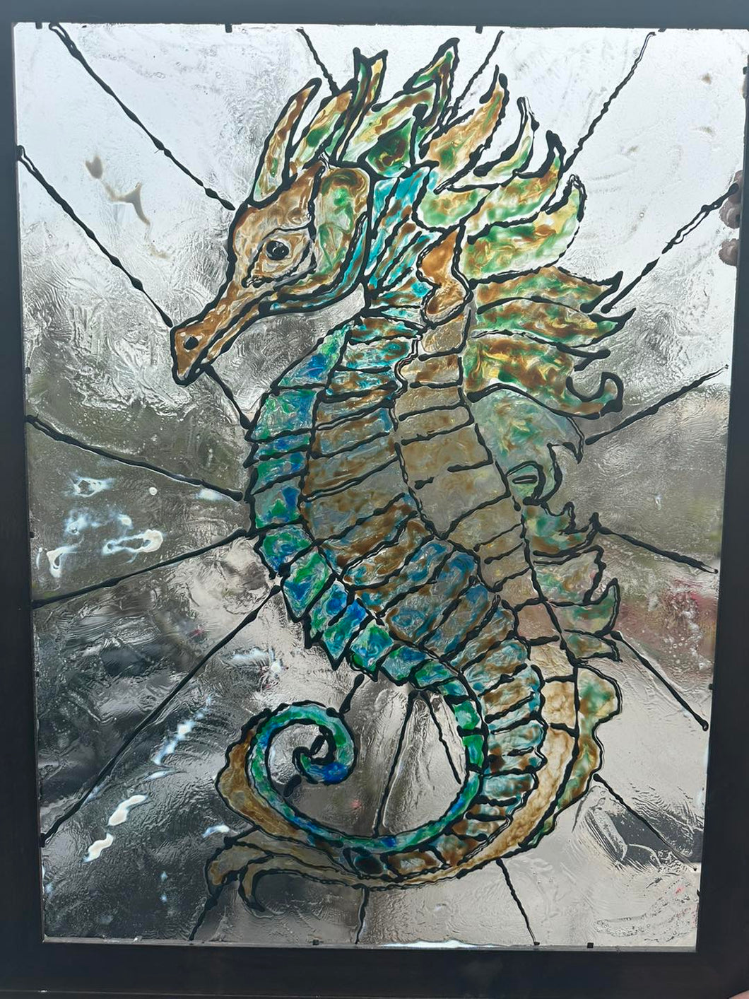 Mon May 20 11am XL Sea Horse Framed Stain Glass Workshop