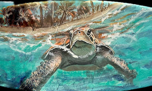 Sun June 16 11am 16x20  Joey The Sea Turtle in Acrylics