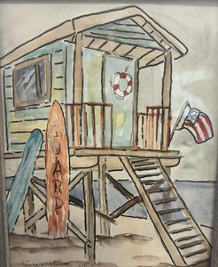 Mon July 22 11am Lifeguard Tower Acrylic Wash