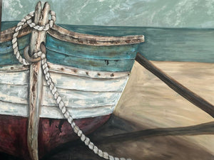 Sun Oct 6 11amOver Size Canvas 24x30 "Rusty Row Boat" in Acrylics