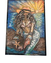 Load image into Gallery viewer, Sat October 10 11am XL 30x40 Stain Glass Cowgirl Mermaid
