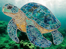 Load image into Gallery viewer, Friday June 27 2 pm 16x20 Stanley The Sea Turtle  Stained Glass Workshop
