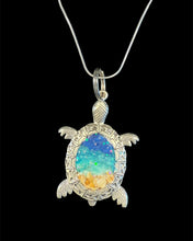 Load image into Gallery viewer, Friday June 13 2pm Uv Ocean Resin Pour Sea Turtle Necklace

