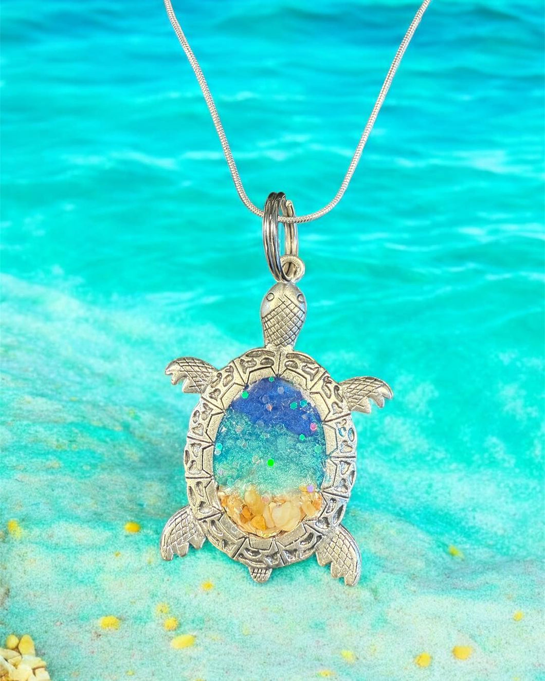 Friday June 13 2pm Uv Ocean Resin Pour Sea Turtle Necklace