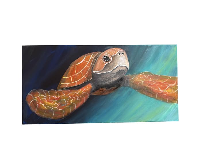 Sun May 4 11am 12x24 Sea Turtle in Acrylics