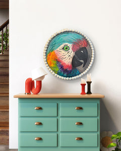 Sun Aug 10 11 am  Large Parrot Wood Bead Canvas