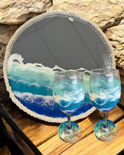Load image into Gallery viewer, Sat Sept 6 11am Wine Glass and Tray UV Ocean Resin Pour Workshop
