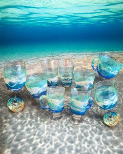 Sat Sept 6 11am Wine Glass and Tray UV Ocean Resin Pour Workshop