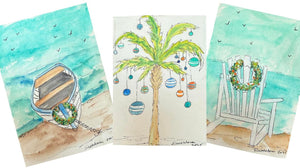 Friday October 17 11am Acyrlic Wash Set of  "Seas and Greetings" Holiday Cards Workshop