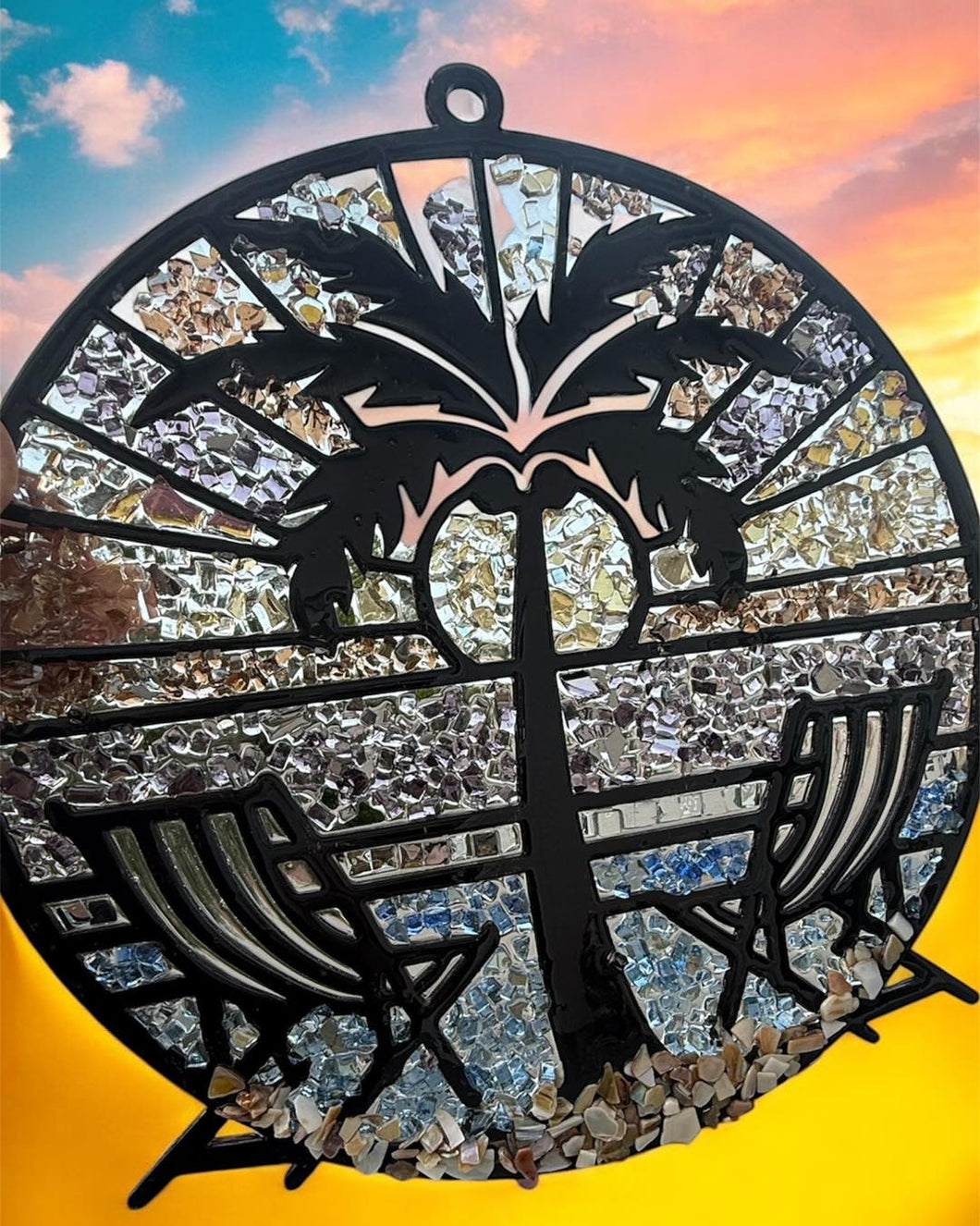Sat Nov 8 11am Crushed Glass Resin Beach Scene Suncatcher