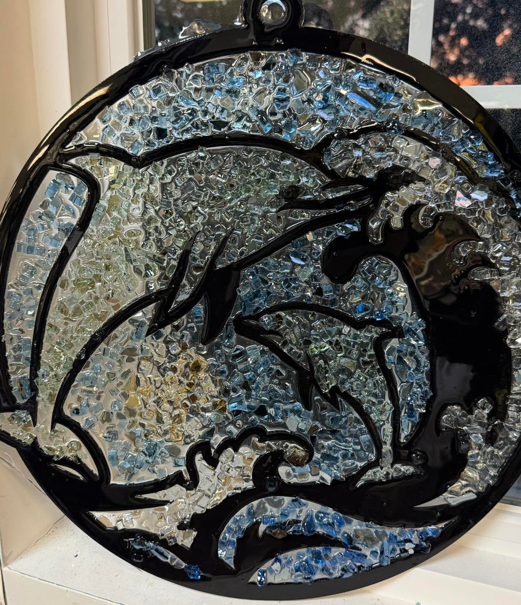 Sat Nov 8 11am Dolphin Crushed Glass Resin Suncatcher