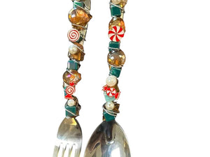 Sat Nove 15 11am Large Hand Painte Plater and Matching Utensils