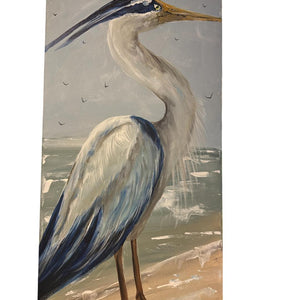 Sunday Jan 18 11am "Softness" Blue Heron 12x24 Acrylics Workshop