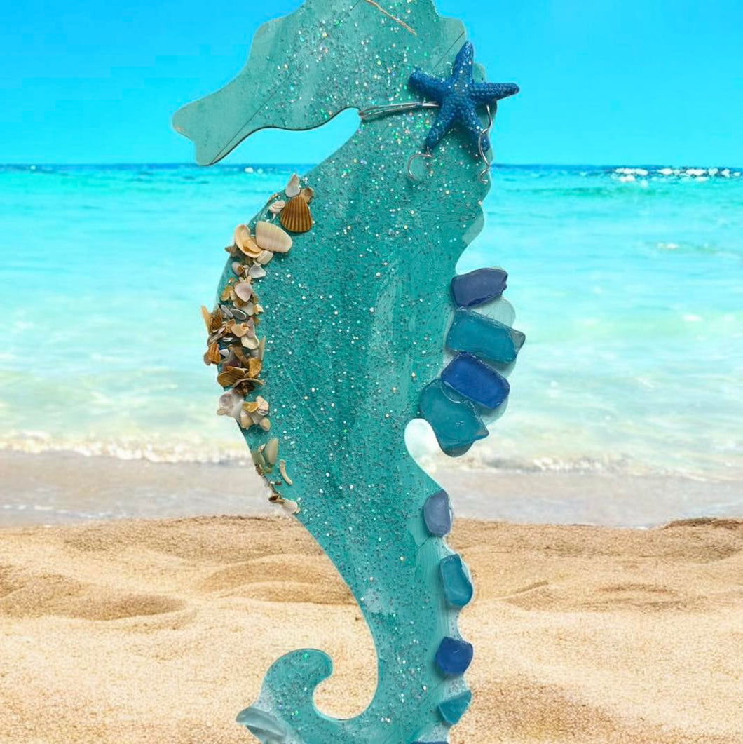 Mom Nov 24 12-2 Make It Take It Sea Glass Sea Horse Wood Sign