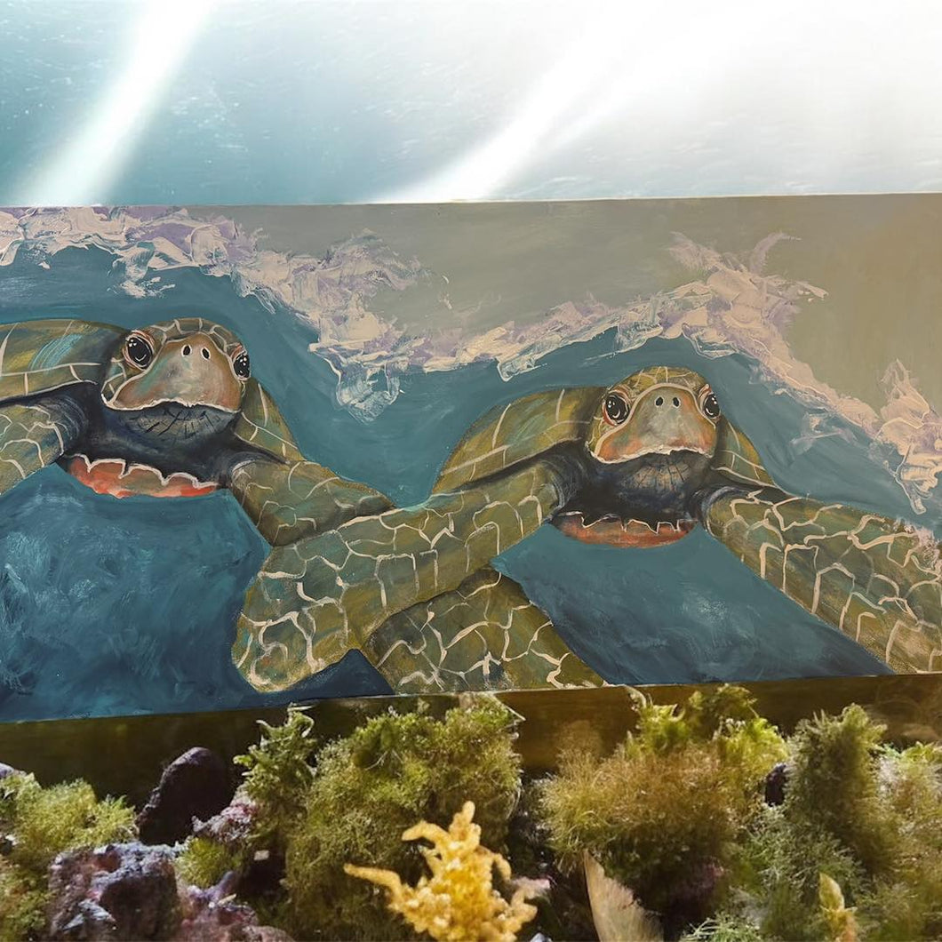 Sat Feb 7 11am Verde and Gogh Sea Turtles 12x24 Acrylics