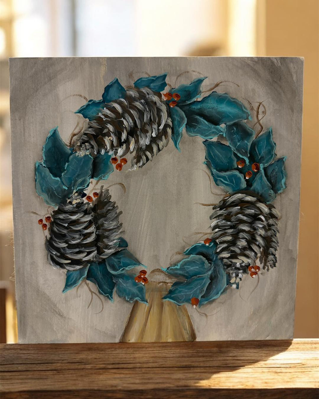 Friday December 12 11 am Holly Berry Wreath Wood Sign
