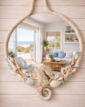 Load image into Gallery viewer, Sat March 21 11am Large 1 Foot Sea Horse Shell Round Mirror Workshop
