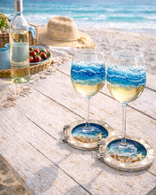 Load image into Gallery viewer, Monday March 23 11am  3D Ocean  Resin Pour Porthole Coaster and Glass Set Workshop
