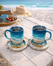 Load image into Gallery viewer, Monday March 23 11am  3D Ocean  Resin Pour Porthole Coaster and Glass Set Workshop
