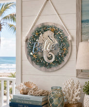 Load image into Gallery viewer, Monday Nov 2 11am Fire and Ice Sea Horse Resin Wreath
