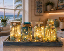 Load image into Gallery viewer, Wed Sept 30 8am Coffee and Crafts Wed. Fairly LIght Sea Glass Jars
