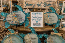 Load image into Gallery viewer, Wed Nov 11  8am Coffee and Crafts Set of 2 Sea Turtle Coastal Town Ornaments
